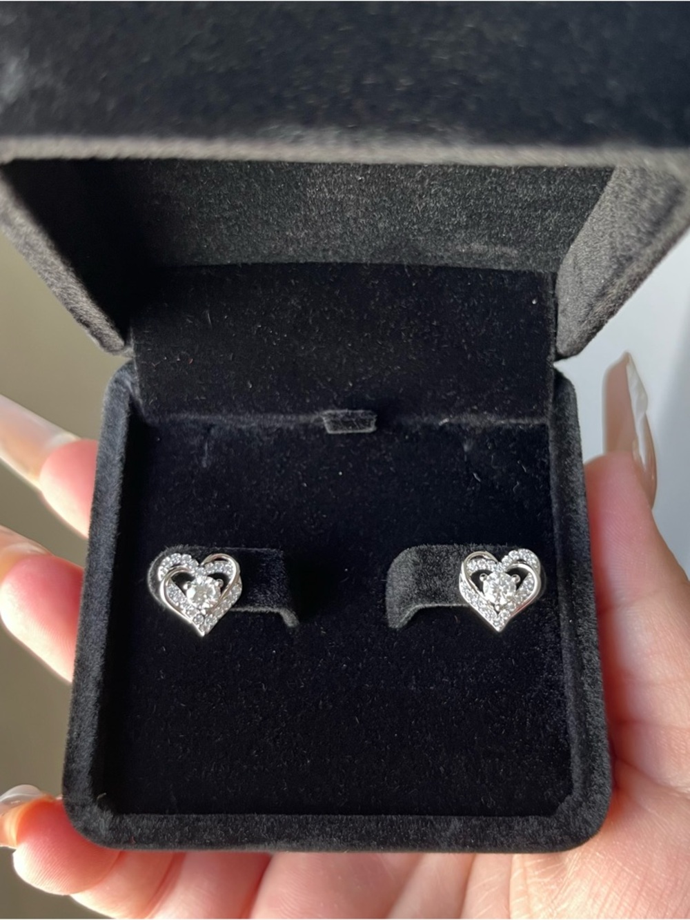 Moissanite Heart Stud Earrings – 4mm (0.3 CT)